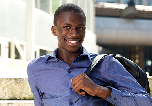 A student carrying a backpack
